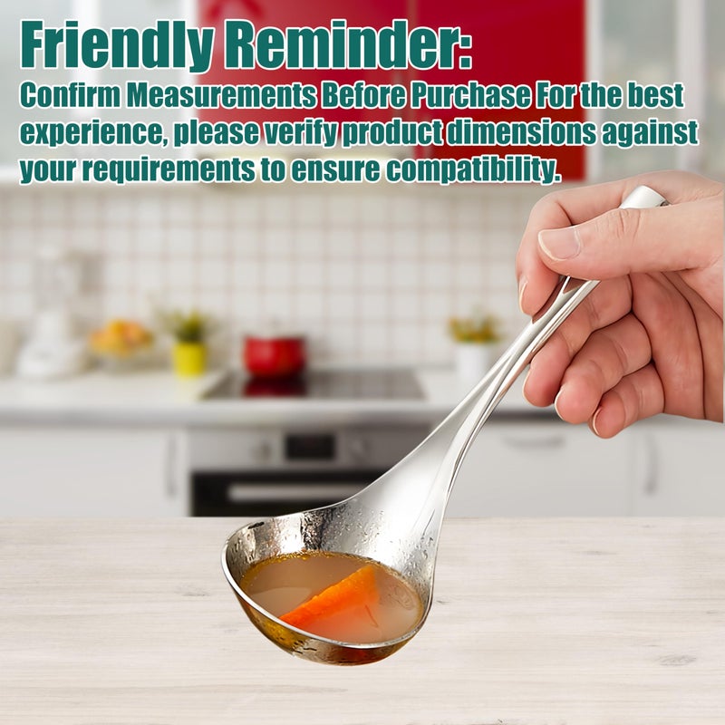 Wenkoni Small Ladle,Sauce,Gravy Soup Spoon 1 Pack Hollow handle SUS 304 Stainless Steel 8â€˜â€™ Ladle (Color:Silver). - Image 3